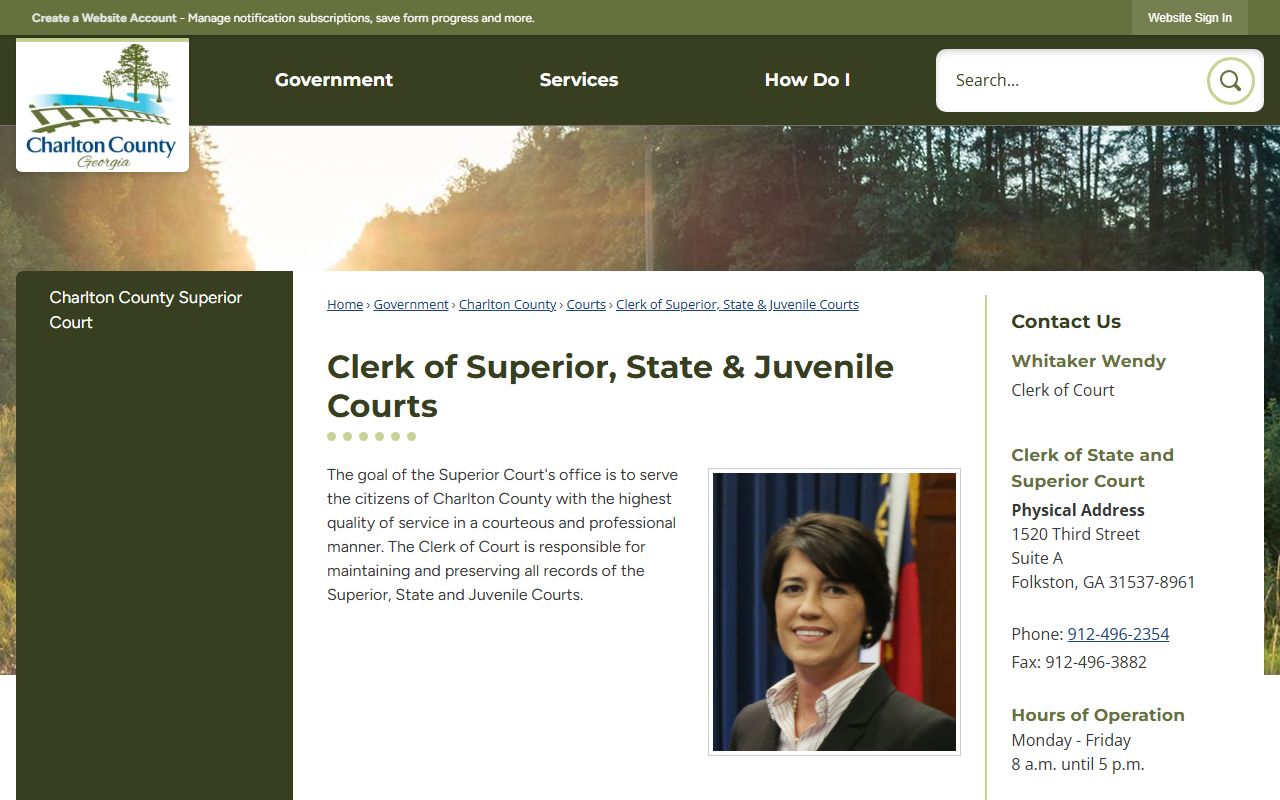 Charlton County clerk records official county clerk office page