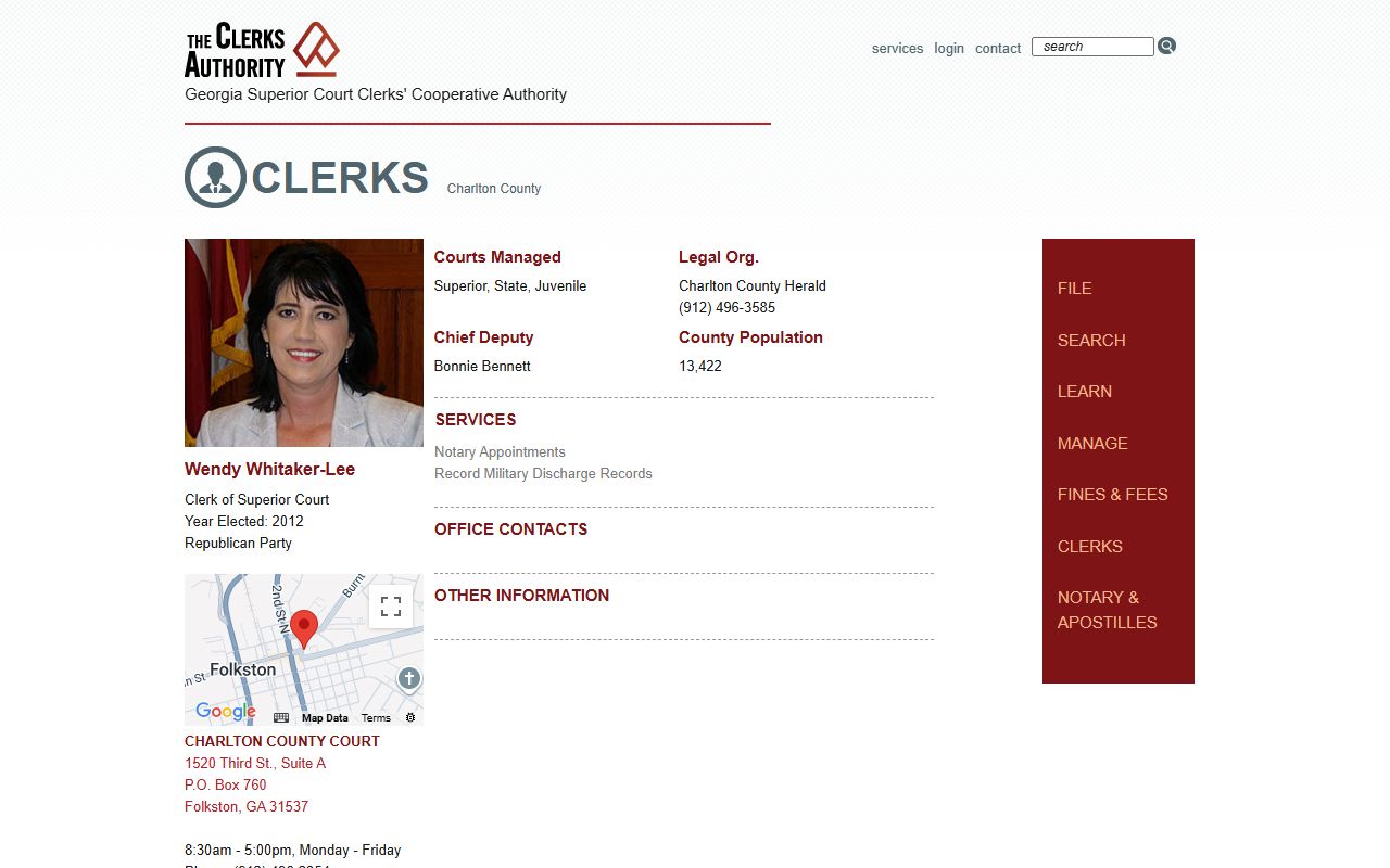 Charlton County clerk records GSCCCA clerk profile