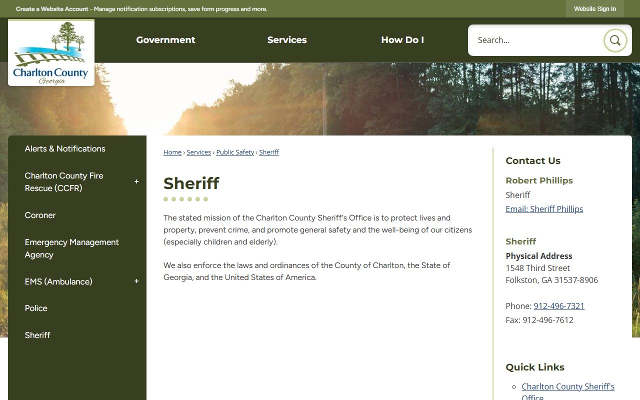 Charlton County arrest records sheriff office page