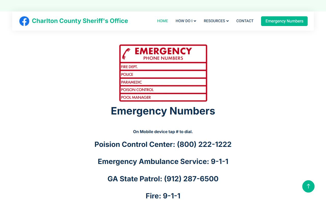 Charlton County arrest records sheriff emergency numbers