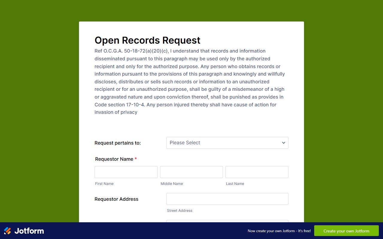 Charlton County arrest records sheriff open records request form