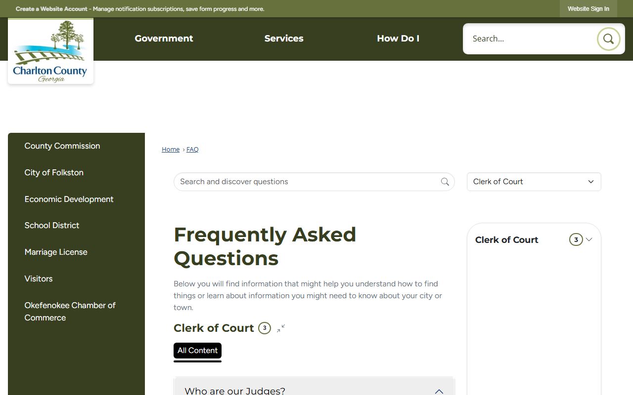 Charlton County court dockets county judges FAQ