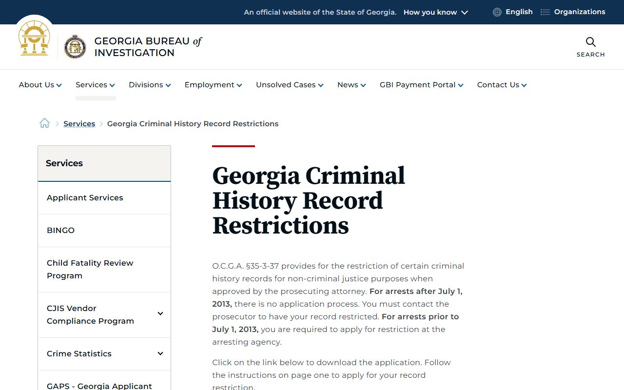 Charlton County criminal court records GBI restriction guidance