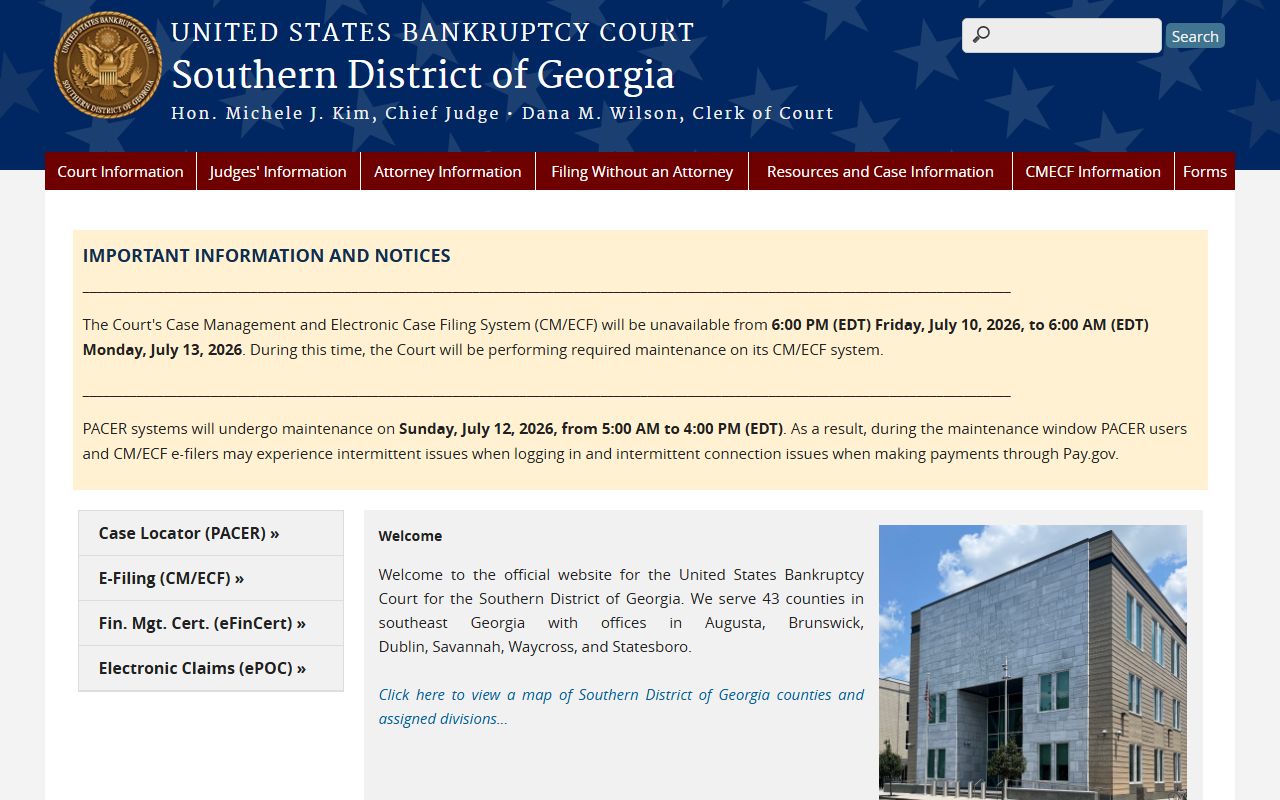 Charlton County Superior Court records and Southern District of Georgia bankruptcy court distinction