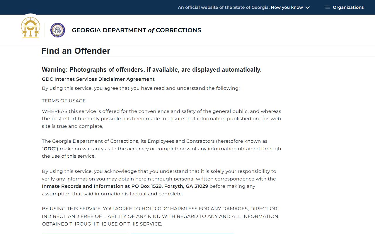 Charlton County inmate search Georgia GDC offender query