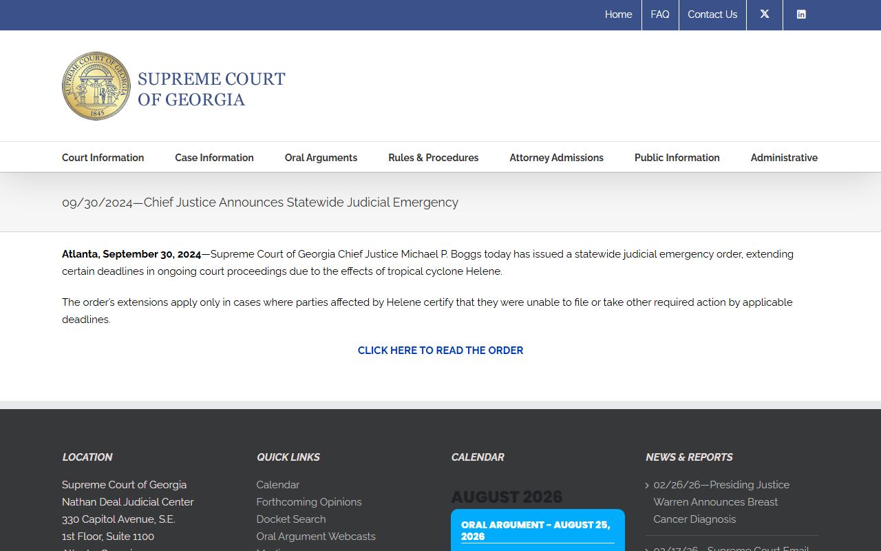 Charlton County warrant records Georgia judicial emergency notice