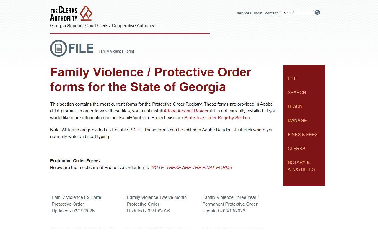 Charlton County warrant records family violence forms source